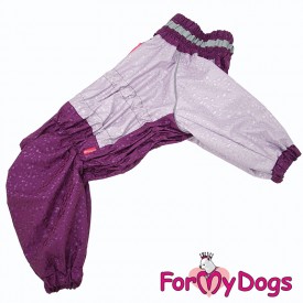 Дождевик для крупных собак ForMyDogs "Капли" фиолетовый