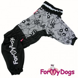 Дождевик для крупных собак ForMyDogs "Кружево" черный