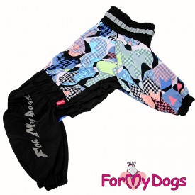 Дождевик для крупных собак ForMyDogs синий-чёрный