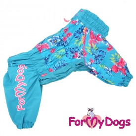 Дождевик ForMyDogs голубой для девочки (мопс)