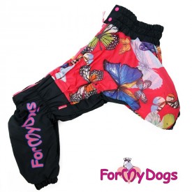 Комбинезон для собак ForMyDogs "Бабочки" черный-красный