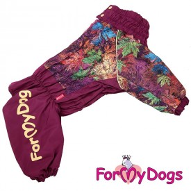 Комбинезон для собак ForMyDogs "Листья" бордовый на флисе