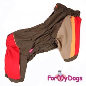 Дождевик для собак ForMyDogs красный/хаки