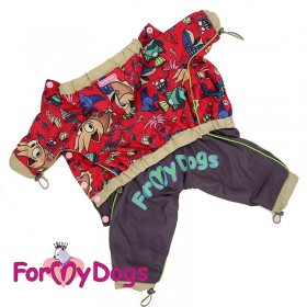 Дождевик для собак ForMyDogs "Морская фантазия" красный