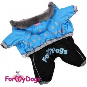 Комбинезон для собак ForMyDogs "Снежинки Вlue"