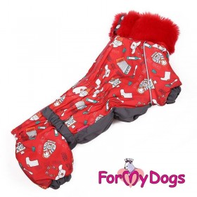 Комбинезон для таксы ForMyDogs "Russian style" красный