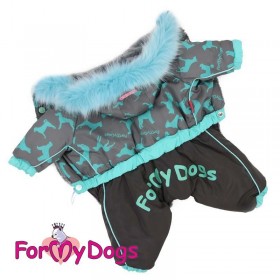 Комбинезон для собак ForMyDogs "Собачки" бирюзовый
