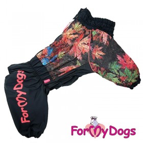 Комбинезон для собак ForMyDogs "Листья" черный на флисе 